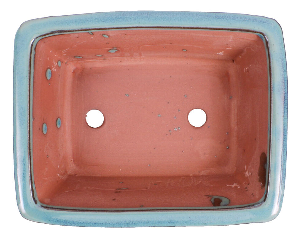 Preview: Bonsai - Schale eckig 21.5 x 17 x 8.7 cm , grün , mit Untersetzer 23191