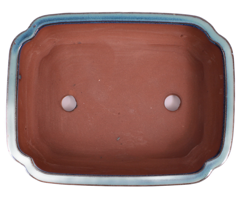 Preview: Bonsai - Schale eckig 22 x 16.5 x 6.5 cm , blaugrün / blau , mit Untersetzer 23202