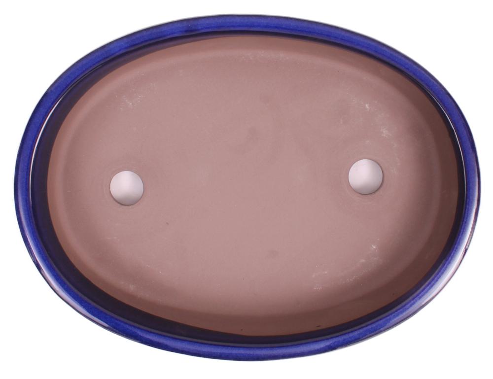 Preview: Bonsai - Schale  oval 28.5 x 21.5 x 5.5 cm frostfest blau aus Japan 30010