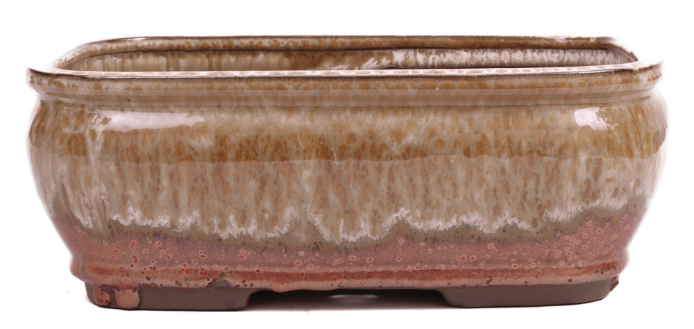 Bonsai - Schale eckig 26 x 21 x 10 cm  beige / kupfer 30060