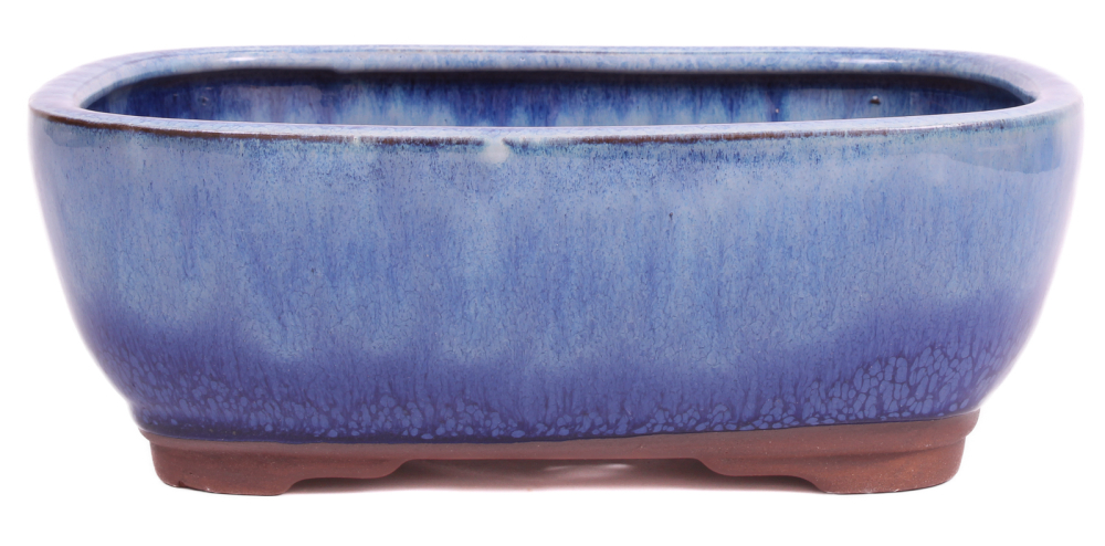 Bonsai - Schale eckig 25.5 x 21 x 9.5 cm  beige / blau 30063