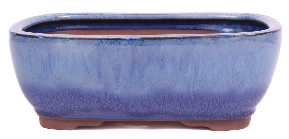 Bonsai - Schale eckig 25.5 x 21 x 9.5 cm  beige / blau 30063