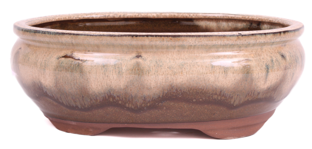 Bonsai - Schale oval 25.5 x 20 x 9.5 cm beige / braun 30064