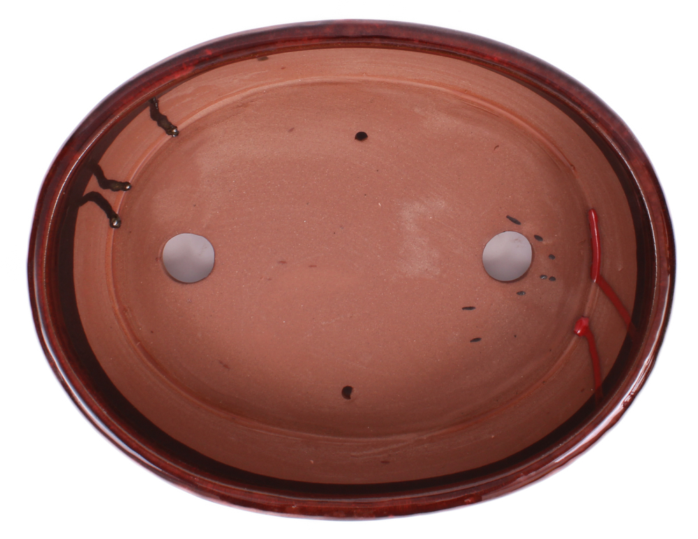 Preview: Bonsai-Schale oval 26,5 × 20 × 7,5 cm rotbraun