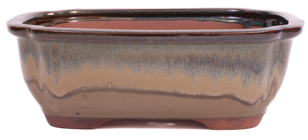 Bonsai - Schale eckig 27 x 21 x 9.5 cm blaugrün / beige 30067