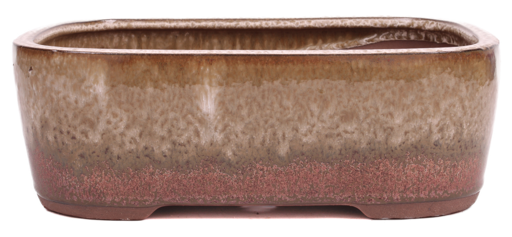 Preview: Bonsai - Schale eckig 26.5 x 21 x 9.5 cm beige / kupfer 30071