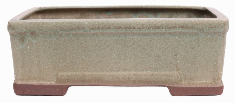 Preview: Bonsai - Schale eckig 26.5 x 19.5 x 9 cm mattgrün  30143