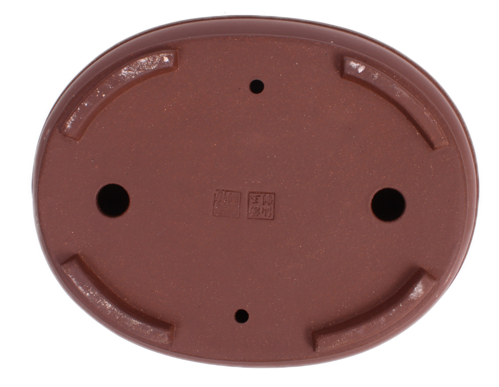 Preview: Bonsai - Schale oval 26 x 20.5 x 7.5 cm unglasiert braun frostfest 30151