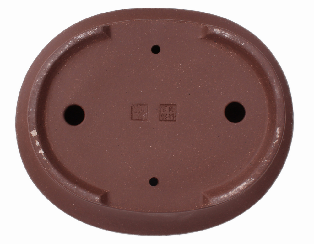 Preview: Bonsai - Schale oval 26.5 x 22 x 7.8 cm unglasiert braun frostfest 30152