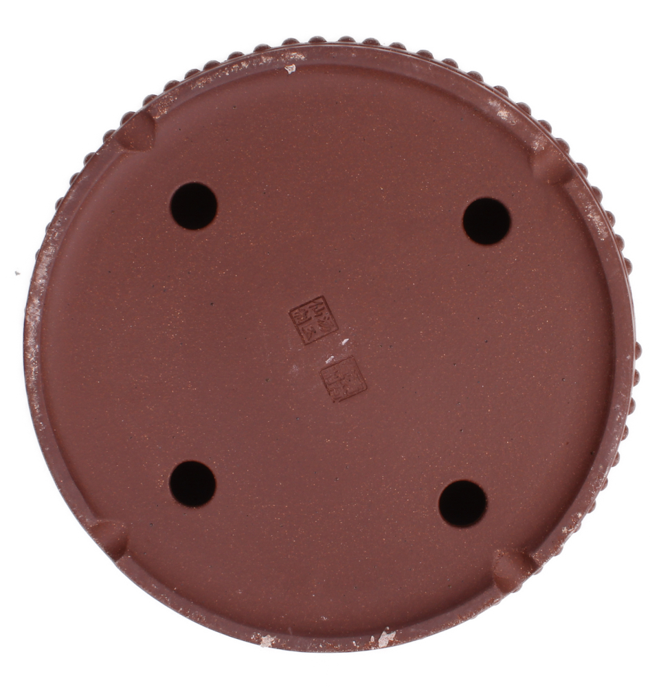 Preview: Bonsai - Schale rund 24 Ø x 6.5 cm unglasiert braun frostfest Trommelschale 30154