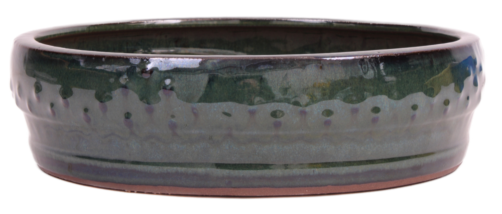 Bonsai - Schale Trommelschale rund 25.5 Ø x 7.5 cm moosgrün 30158