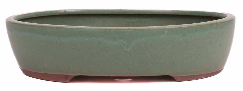 Bonsai - Schale  oval 26.5 x 22 x 6.5 cm mattgrün 30194