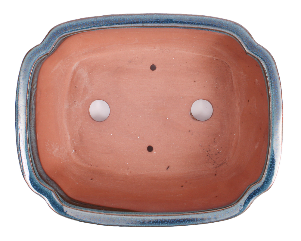 Preview: Bonsai - Schale eckig 26.5 x 21 x 9.5 cm mit Untersetzer  blaugrün 31131