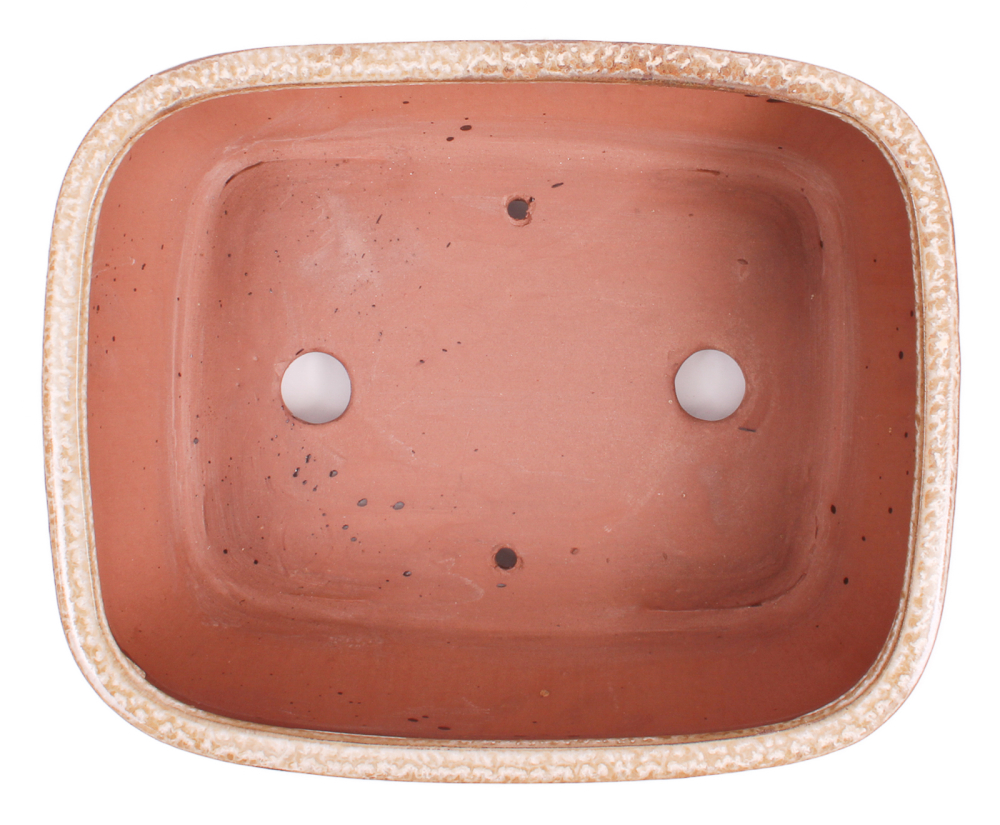 Preview: Bonsai - Schale eckig 26 x 21 x 10 cm , beige / kupfer , mit Untersetzer 31133