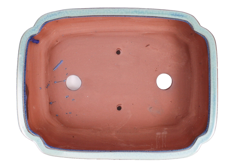 Preview: Bonsai - Schale eckig 27 x 20.5 x 7.5 cm , grün / blau , mit Untersetzer 31135