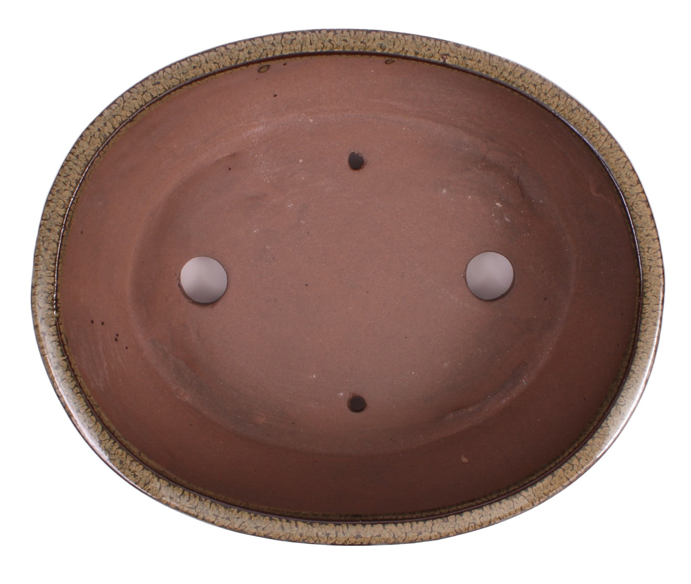 Preview: Bonsai - Schale oval 26 x 20 x 9.5 cm mit Untersetzer  braun  31142