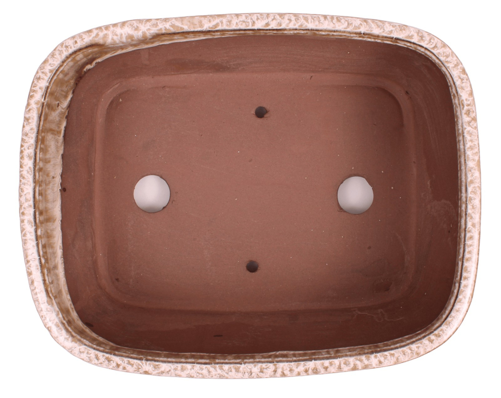 Preview: Bonsai - Schale eckig 26 x 21 x 10 cm  beige / kupfer mit Untersetzer 31143