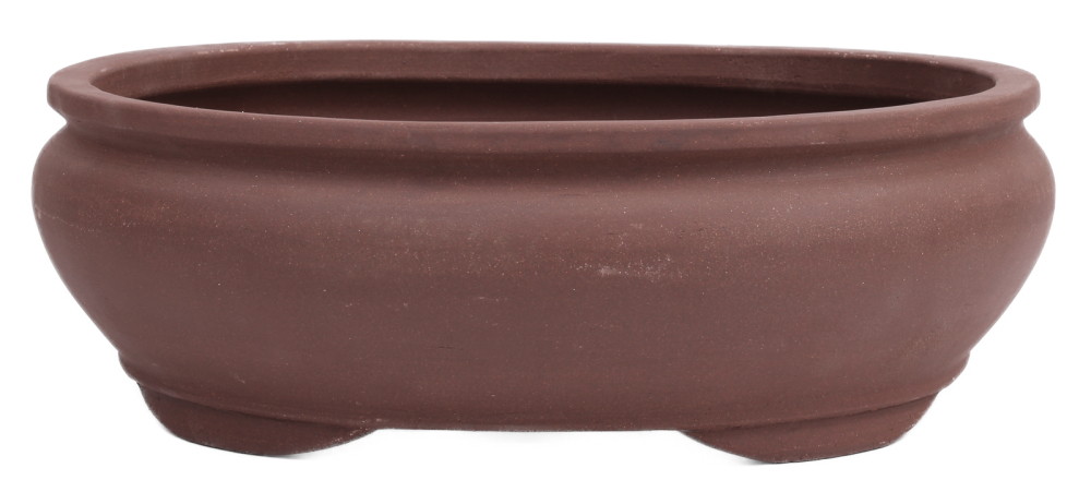 Bonsai - Schale oval 31 x 25.5 x 10.5 cm unglasiert braun 40080