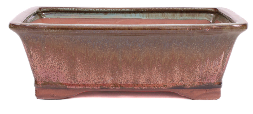 Preview: Bonsai - Schale eckig 32.5 x 25.5 x 10.5 cm grün / kupfer 40131