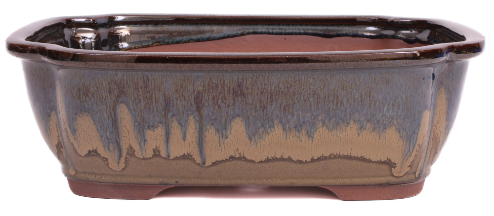 Bonsai - Schale eckig 32 x 25.5 x 10.5 cm blaugrün / beige 40133