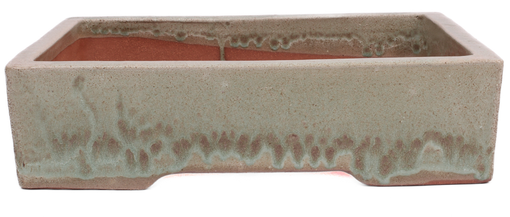 Preview: Bonsai - Schale  eckig  35 x 29 x 9.5 cm matt grün frostfest 40144