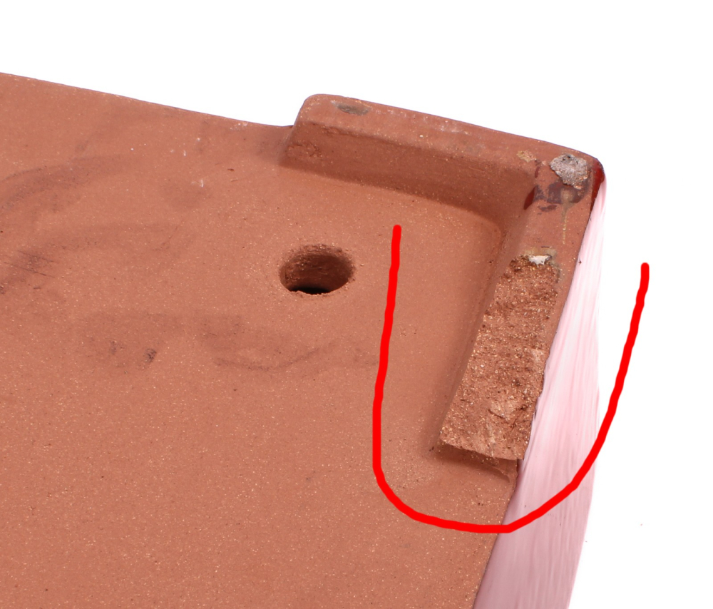 Preview: Bonsai - Schale  eckig 42.5 x 35 x 11 cm braunrot frostfest 40146A 2.Wahl