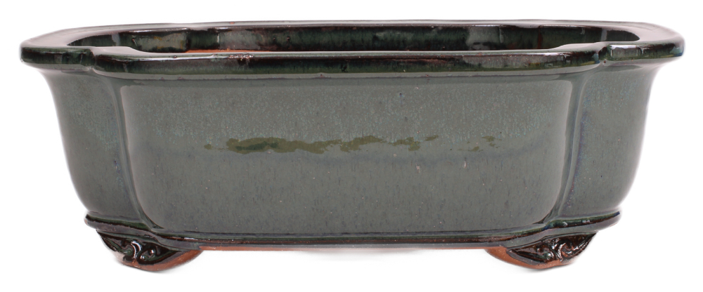 Bonsai - Schale eckig 39.5 x 33 x 13 cm moosgrün handgemacht frostfest  40149