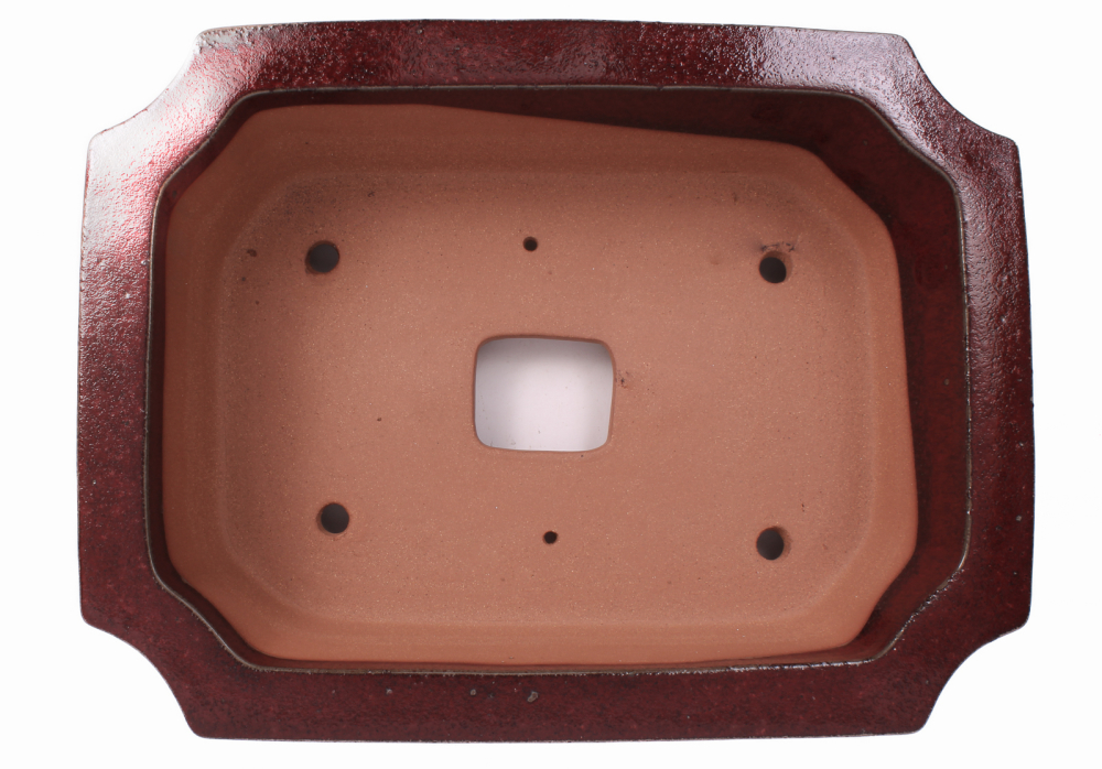 Preview: Bonsai - Schale  eckig 47.5 x 36 x 12.5 cm bordeaux frostfest 40165