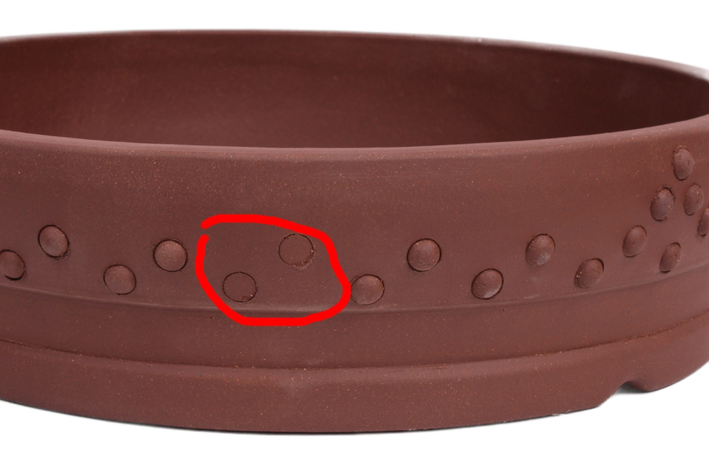 Preview: Bonsai - Schale Trommelschale rund 38 Ø x 10 cm unglasiert braun frostfest  2.Wahl