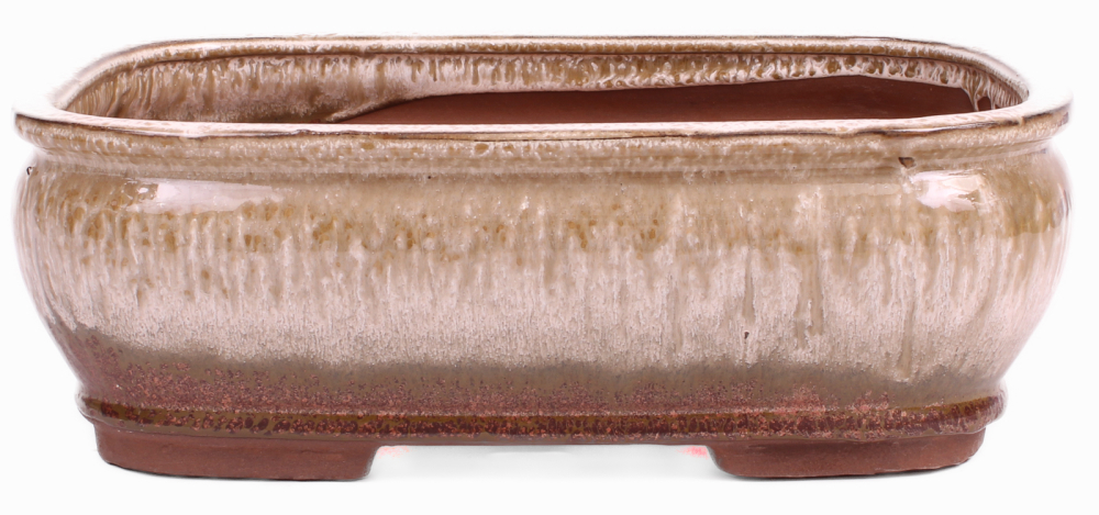 Preview: Bonsai - Schale eckig 31.5 x 25.5 x 11 cm beige / kupfer 40176