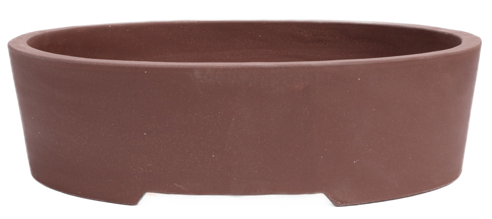 Bonsai - Schale oval 37.5 x 31.5 x 11 cm unglasiert braun 40184
