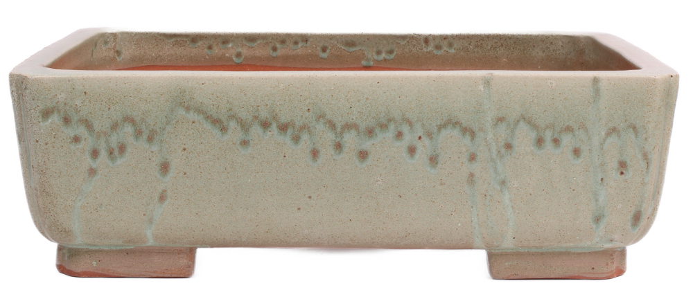 Bonsai - Schale eckig 42 x 32 x 13 cm matt grün handgemacht frostfest  40193