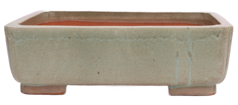 Preview: Bonsai - Schale eckig 42 x 32 x 13 cm matt grün handgemacht frostfest  40193