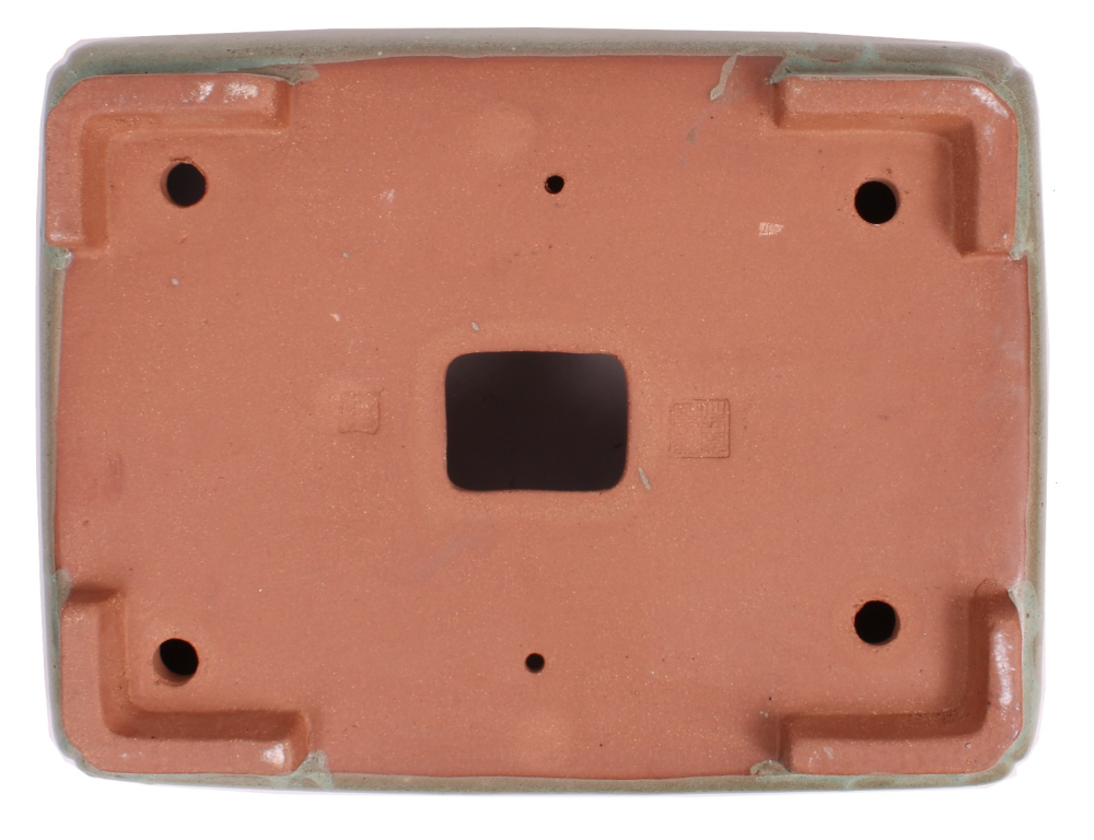 Preview: Bonsai - Schale eckig 42 x 32 x 13 cm matt grün handgemacht frostfest  40193