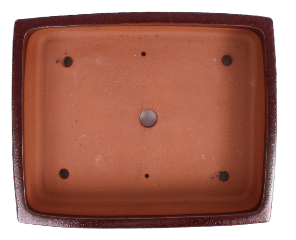 Preview: Bonsai - Schale  eckig 42.5 x 35 x 11 cm bordeaux frostfest 40196A 2.Wahl