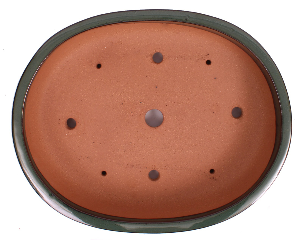 Preview: Bonsai - Schale  oval 42 x 33 x 9.5 cm moosgrün  frostfest 40199