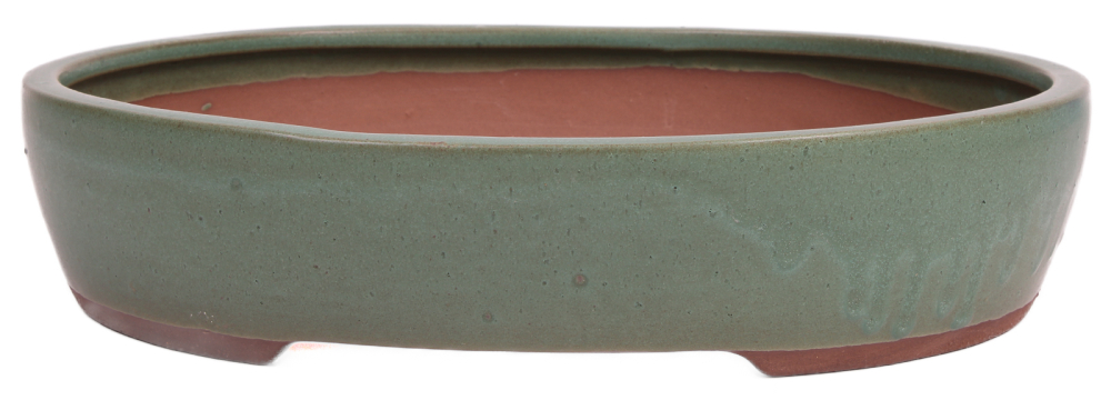 Bonsai - Schale oval 32 x 26 x 7 cm matt grün 40200