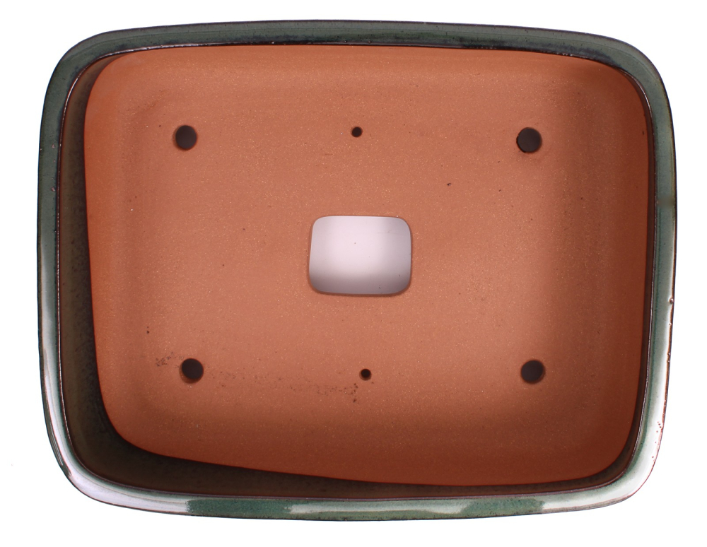 Preview: Bonsai - Schale eckig 41 x 32 x 8 cm moosgrün handgemacht frostfest  40201