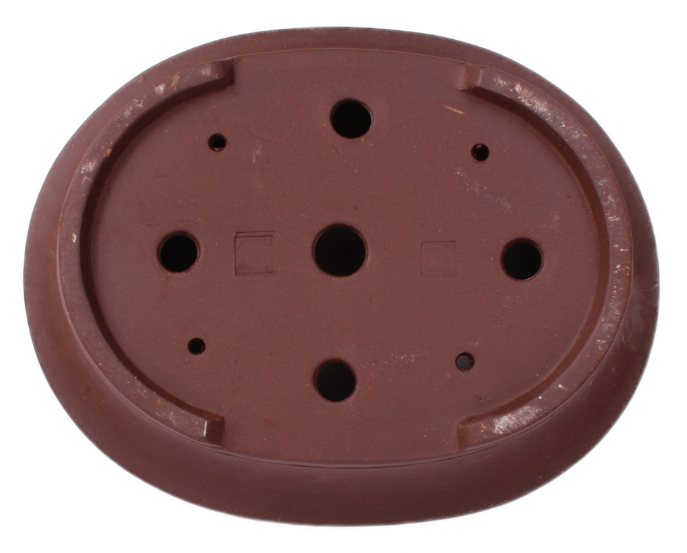 Preview: Bonsai - Schale  oval 31 x 24.5 x 8.7 cm unglasiert braun frostfest aus Yixing