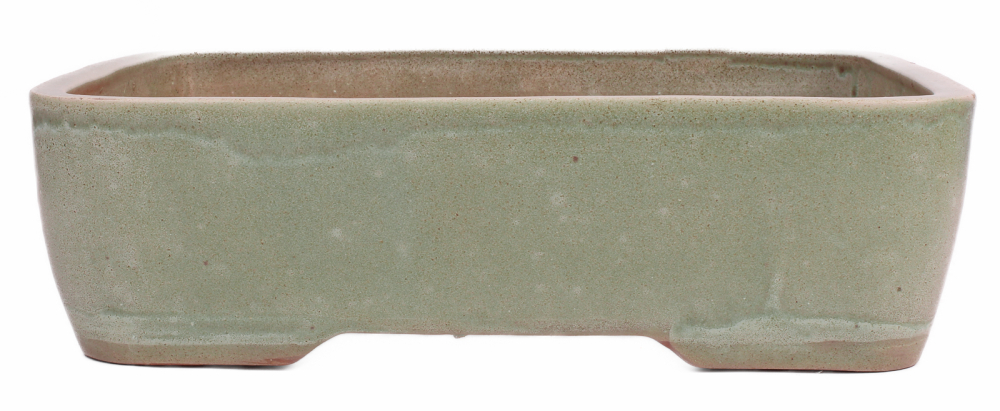 Preview: Bonsai - Schale eckig ca. 42.5 x 33.5 x 12.5 cm mattgrün frostfest  40217  2.Wahl