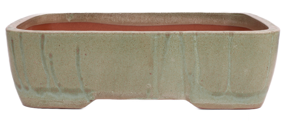 Preview: Bonsai - Schale eckig ca. 42.5 x 33.5 x 12.5 cm mattgrün frostfest  40217  2.Wahl