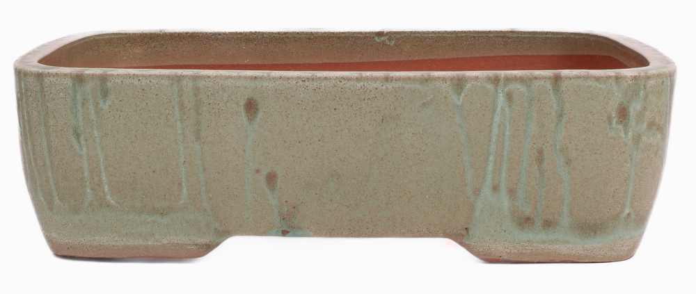 Preview: Bonsai - Schale eckig ca. 42.5 x 33.5 x 12.5 cm mattgrün frostfest  40217  2.Wahl