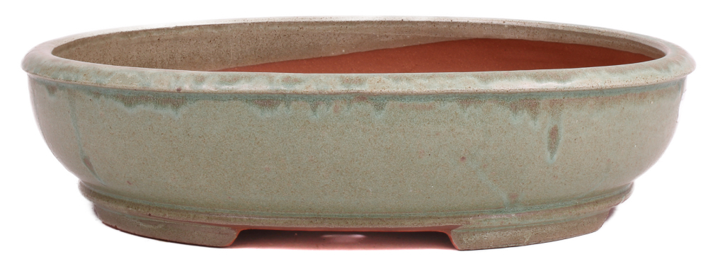 Preview: Bonsai - Schale  oval 37.5 x 31 x 8 cm mattgrün 40232