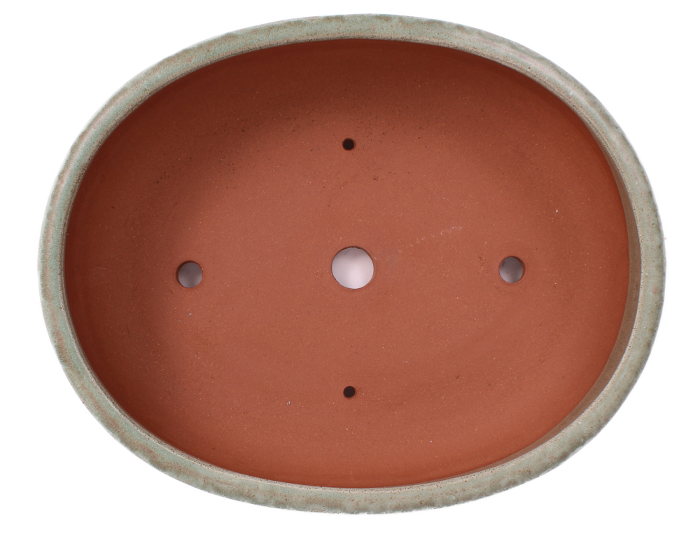 Preview: Bonsai - Schale  oval 37.5 x 31 x 8 cm mattgrün 40232