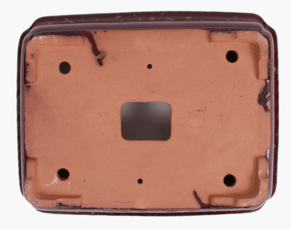 Preview: Bonsai - Schale eckig 41.5 x 32.5 x 10 cm bordeaux handgemacht frostfest  40247A  2. Wahl