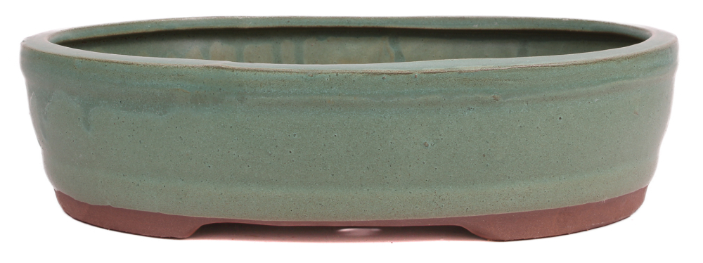 Bonsai - Schale oval 31.5 x 24.5 x 8.3 cm mattgrün  40248