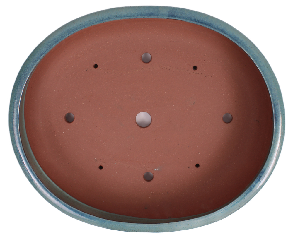 Preview: Bonsai - Schale oval 46 x 38.5 x 10.5 cm blaugrün frostfest 40259