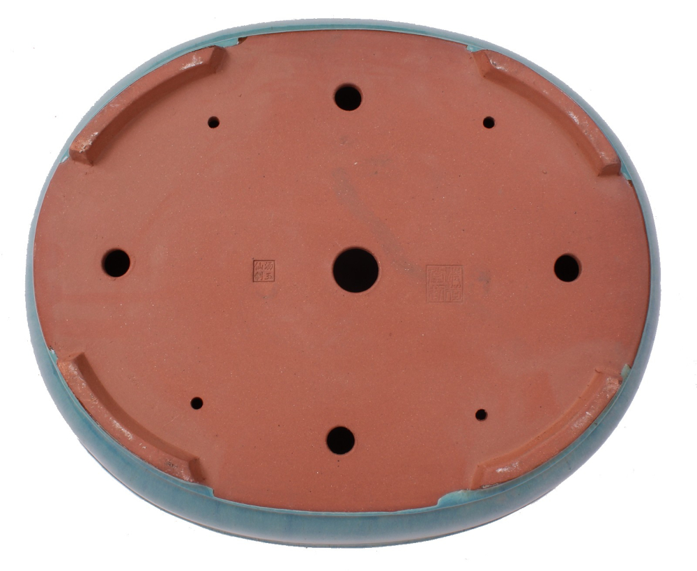 Preview: Bonsai - Schale oval 46 x 38.5 x 10.5 cm blaugrün frostfest 40259