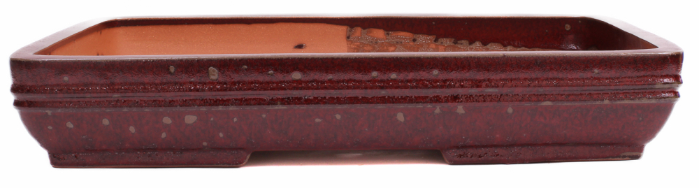 Preview: Bonsai - Schale eckig 54.5 x 40.5 x 9.5 cm bordeaux frostfest handgemacht