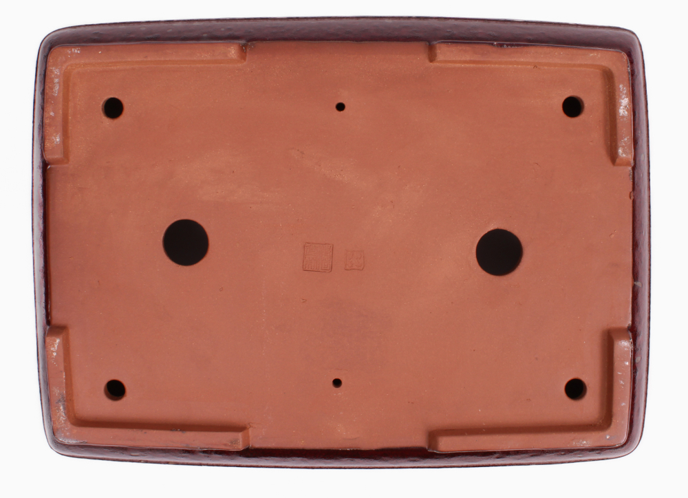 Preview: Bonsai - Schale eckig 54.5 x 40.5 x 9.5 cm bordeaux frostfest handgemacht